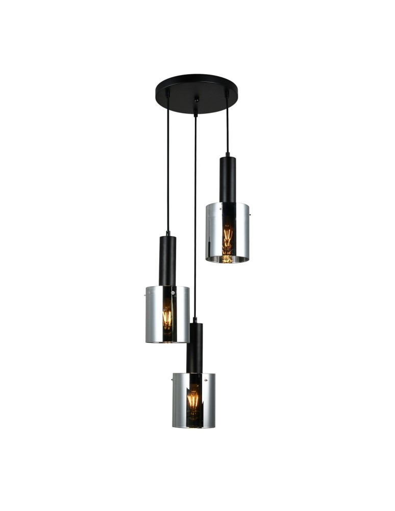 Italux Sardo 3xE27 Wisząca Czarny PND-5581-3A-BK+SG