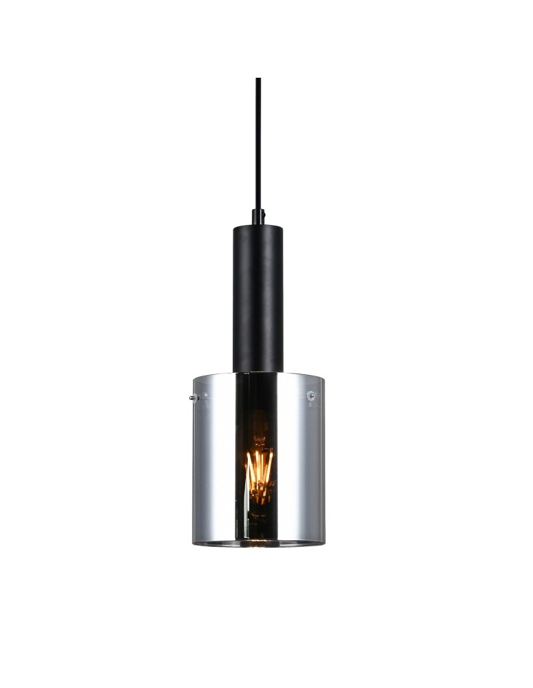 Lampy wiszące - Italux Sardo 1xE27 Wisząca Czarny PND-5581-1-BK+SG - product kolory-swiatla.pl 2