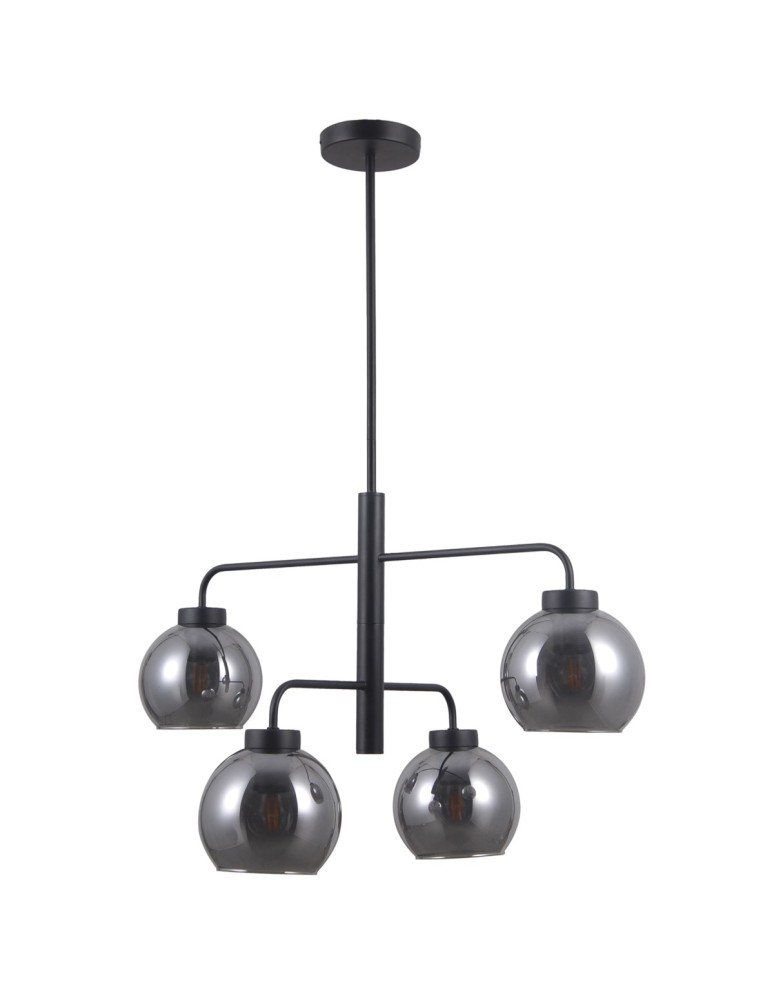 Lampy wiszące loftowe - Italux Poggi 4xE27 Wisząca Czarny mat PND-28028-4D - product kolory-swiatla.pl 2