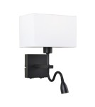 Kinkiety - Italux Norte E27+LED 60W+3W 350lm 3000K Kinkiet Czarny mat WL-1122-2-BL-BM-RC-WH - product 1