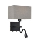 Kinkiety - Italux Norte E27+LED 60W+3W 350lm 3000K Kinkiet Czarny mat WL-1122-2-BL-BM-RC-GR - product 1