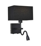 Kinkiety - Italux Norte E27+LED 60W+3W 350lm 3000K Kinkiet Czarny mat WL-1122-2-BL-BM-RC-BL - product 1