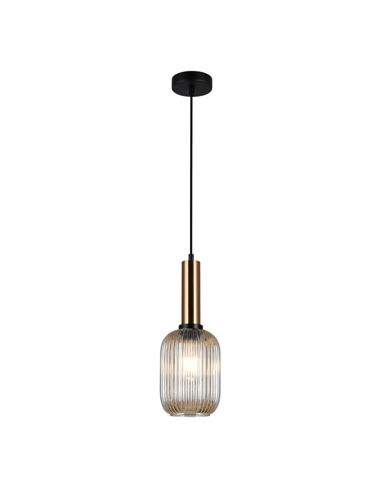 Lampy wiszące - Italux Antiola 1xE27 Wisząca Mosiężny PND-5588-1M-BRO+AMB - product kolory-swiatla.pl 2