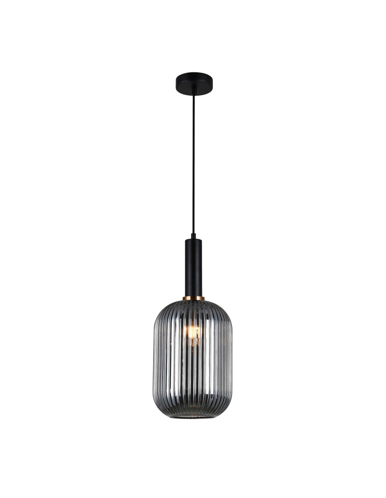 Lampy wiszące - Italux Antiola 1xE27 Wisząca Czarny PND-5588-1L-BK+SG - product kolory-swiatla.pl 2