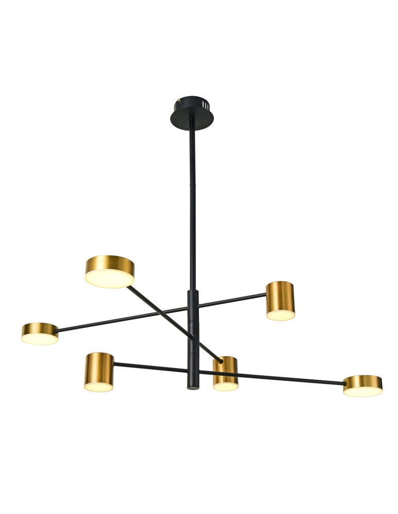 Italux Remdal LED 26.6W 2700lm 3000K Wisząca PND-16374-6 BK+GD