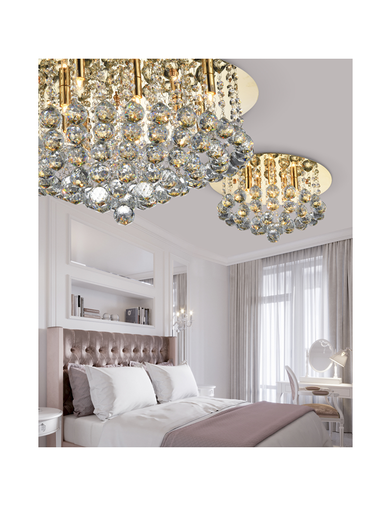 Lampy sufitowe z kryształami - Azzardo BOLLA 58 GOLD 10xG9 Sufitowa/Wisząca Złoty AZ3084 - product kolory-swiatla.pl 3