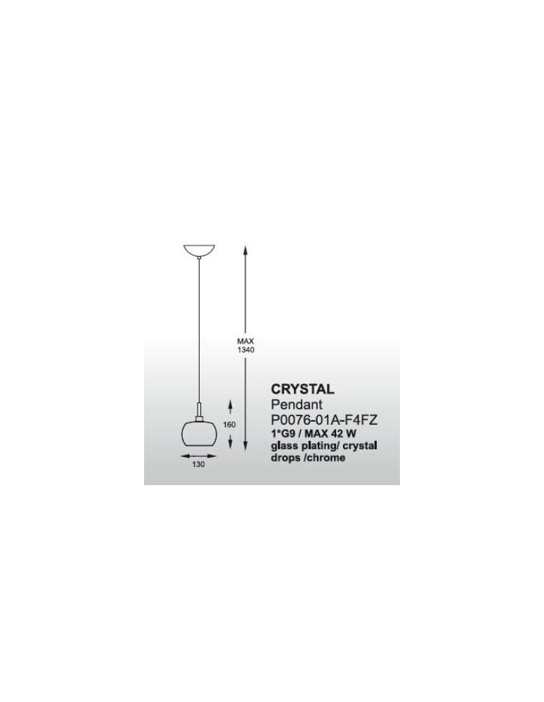 Lampy wiszące glamour - Zuma Line CRYSTAL P0076-01A-F4FZ Wisząca - product kolory-swiatla.pl 2
