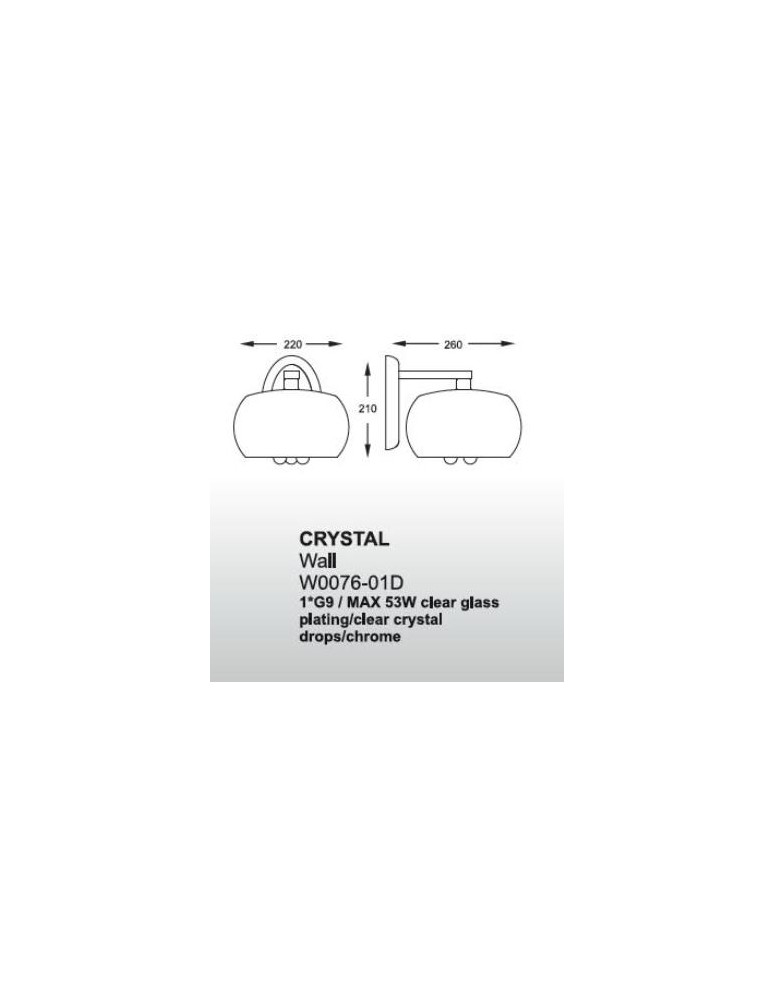 Kinkiety glamour - Zuma Line CRYSTAL Kinkiet W0076-01D-F4FZ Kinkiet - product kolory-swiatla.pl 2