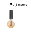 Przewody z oprawkami systemów oświetleniowych - Azzardo ZIKO E27 3 METERS BLACK 1xE27 Przewód z Oprawką bez Bazy Sufitowej Czarny AZ3115 - product 1