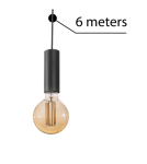 Przewody z oprawkami systemów oświetleniowych - Azzardo ZIKO E27 6 METERS BLACK 1xE27 Przewód z Oprawką bez Bazy Sufitowej Czarny AZ3116 - product 1