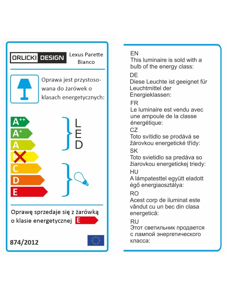 Orlicki Design Lexus Parette Bianco 4xG4 Biały połysk/Chrom/Transparentny