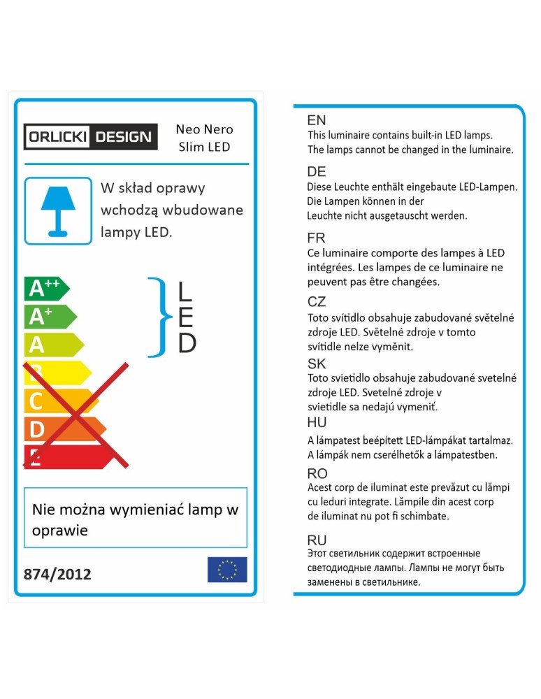 Orlicki Design Neo Nero Slim Led / Ufo Bianco 1x10 LED 3000K 230V Czarny mat/Biały