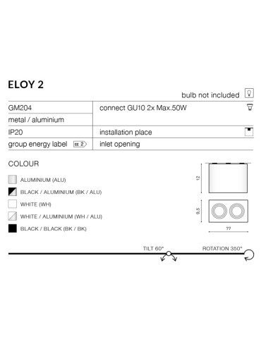 Azzardo ELOY 2 WHITE 2xGU10 Natynkowa Biały AZ1353 - produkt 2