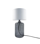 Lampy stołowe z abażurem - Zuma Line stołowa SAMASUN transparentno grafitowa podstawa biały abażur 1xE27 5503WH - produkt 2