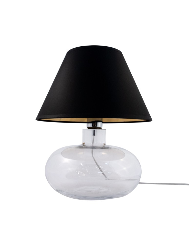 Lampy stołowe z abażurem - Zuma Line stołowa MERSIN transparentna podstawa abażur czarno złoty 1xE27 5514BKGO - produkt kolory-swiatla.pl 2