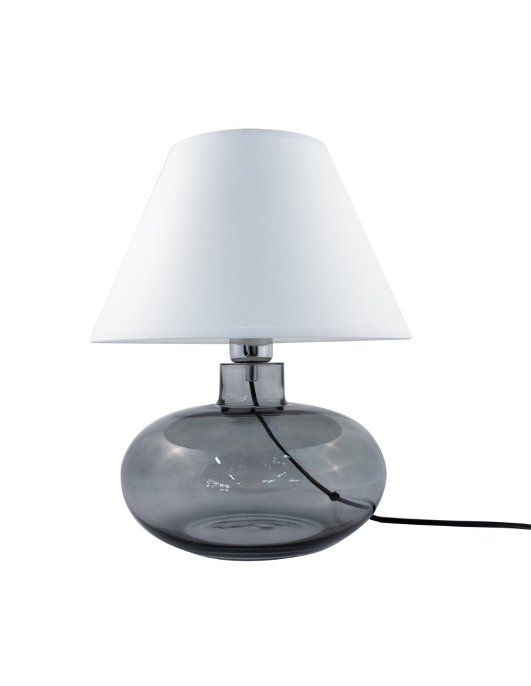 Lampy stołowe z abażurem - Zuma Line stołowa MERSIN transparentno grafitowa podstawa abażur biały 1xE27 5515WH - produkt kolory-swiatla.pl 2