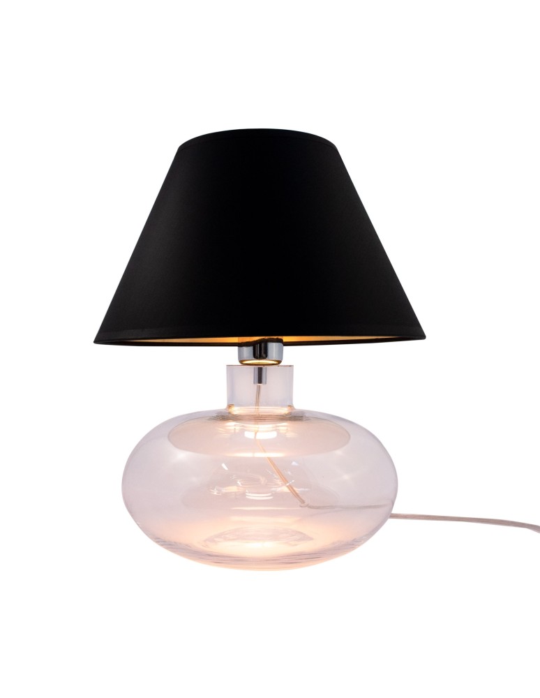 Lampy stołowe z abażurem - Zuma Line stołowa MERSIN transparentna podstawa abażur czarno złoty 1xE27 5514BKGO - produkt kolory-swiatla.pl 1