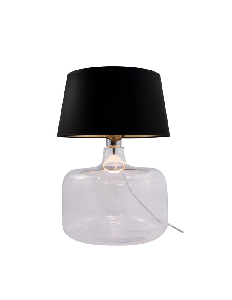 Lampy stołowe z abażurem - Zuma Line stołowa BATUMI transparentna podstawa abażur czarno złoty 1xE27 5529BKGO - produkt kolory-swiatla.pl 1