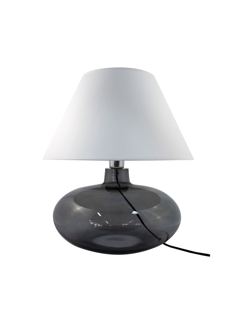 Lampy stołowe z abażurem - Zuma Line stołowa ADANA transparentno grafitowa podstawa biały abażur 1xE27 5521WH - produkt kolory-swiatla.pl 2