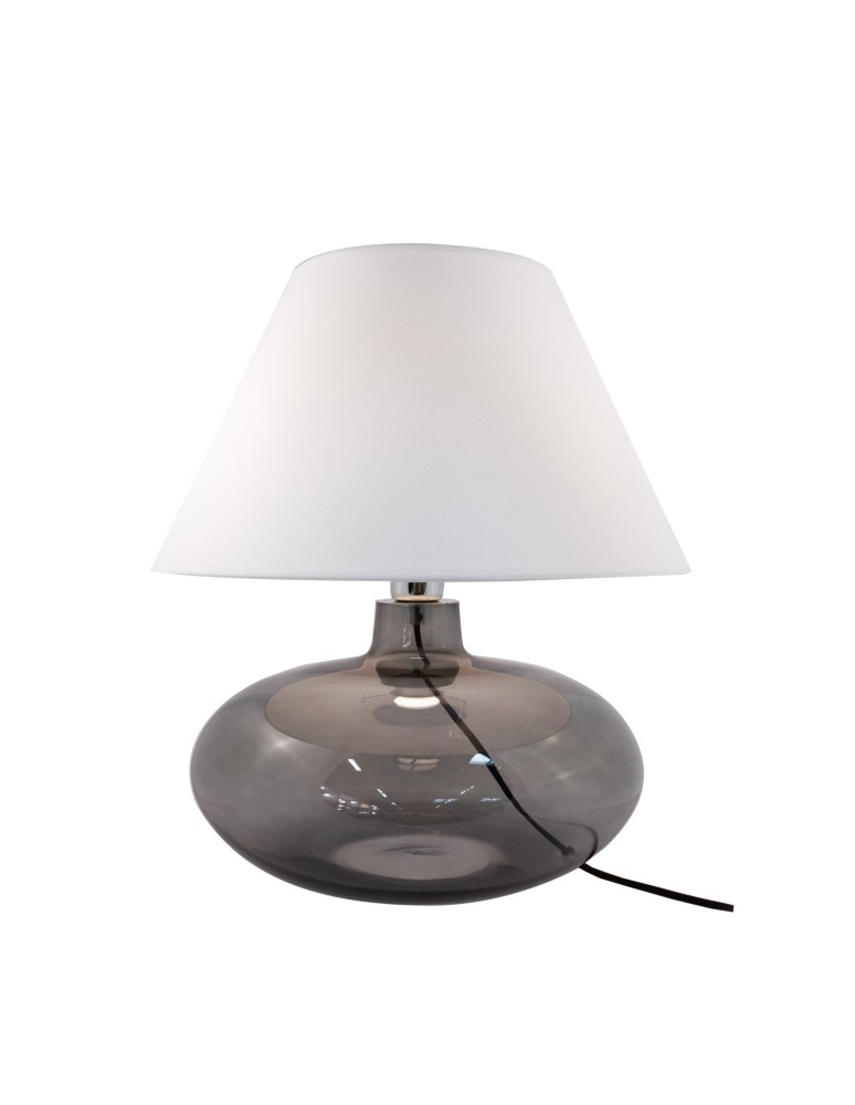 Lampy stołowe z abażurem - Zuma Line stołowa ADANA transparentno grafitowa podstawa biały abażur 1xE27 5521WH - produkt kolory-swiatla.pl 1