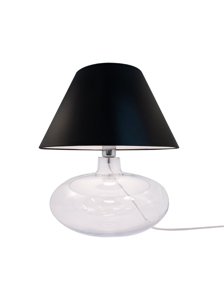 Lampy stołowe z abażurem - Zuma Line stołowa ADANA transparentna podstawa czarny abażur 1xE27 5519BK - produkt kolory-swiatla.pl 1