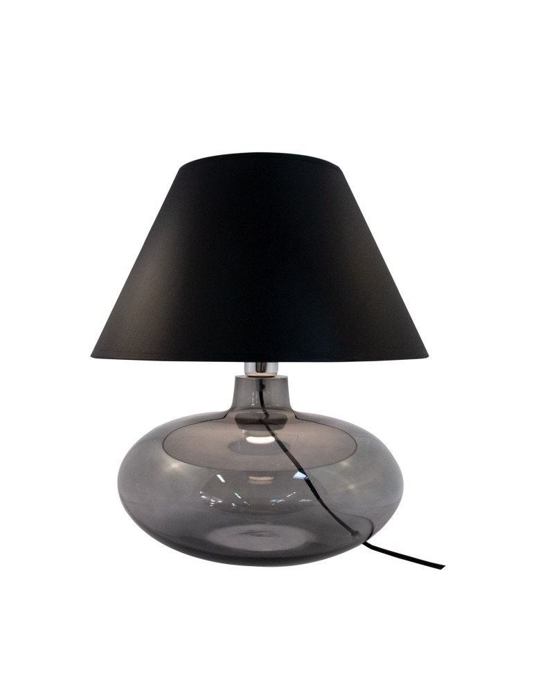 Lampy stołowe z abażurem - Zuma Line stołowa ADANA transparentno grafitowa podstawa czarny abażur 1xE27 5522BK - produkt kolory-swiatla.pl 1