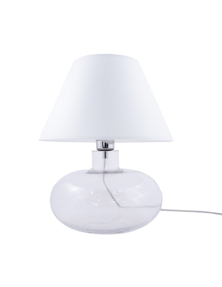 Lampy stołowe z abażurem - Zuma Line stołowa MERSIN transparentna podstawa abażur biały 1xE27 5512WH - produkt kolory-swiatla.pl 2