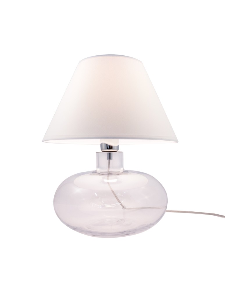 Lampy stołowe z abażurem - Zuma Line stołowa MERSIN transparentna podstawa abażur biały 1xE27 5512WH - produkt kolory-swiatla.pl 1