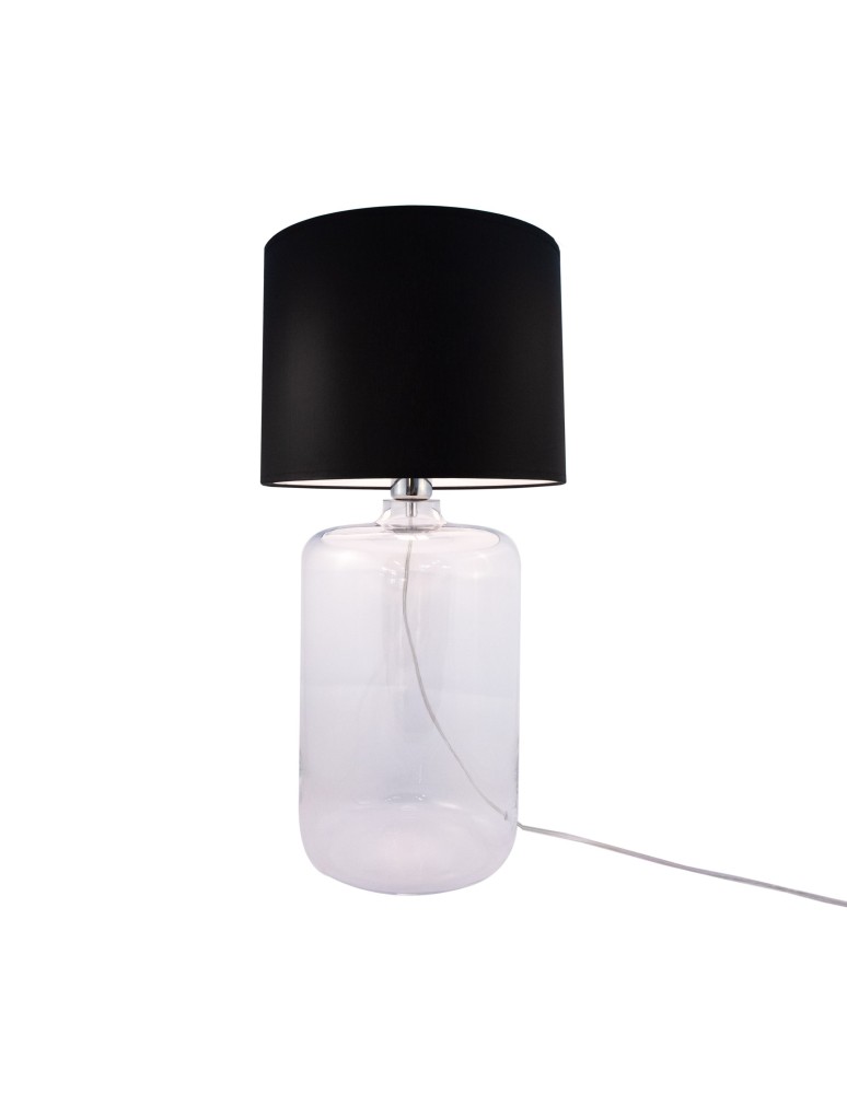 Lampy stołowe z abażurem - Zuma Line stołowa AMARSA transparentna podstawa abażur czarny 1xE27 5507BK - produkt kolory-swiatla.pl 1