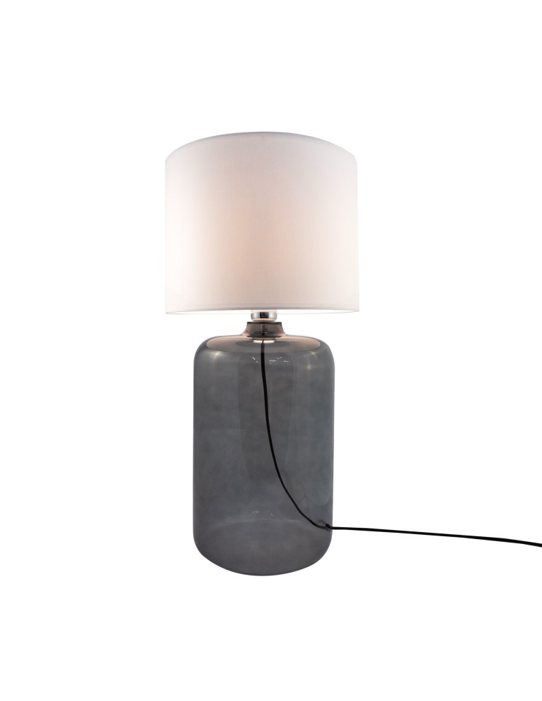Lampy stołowe z abażurem - Zuma Line stołowa AMARSA transparentno grafitowa podstawa abażur biały 1xE27 5509WH - produkt kolory-swiatla.pl 1