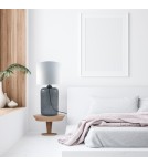 Lampy stołowe z abażurem - Zuma Line stołowa AMARSA transparentno grafitowa podstawa abażur biały 1xE27 5509WH - produkt 3