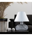 Lampy stołowe z abażurem - Zuma Line stołowa MERSIN transparentno grafitowa podstawa abażur biały 1xE27 5515WH - produkt 3
