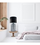 Lampy stołowe z abażurem - Zuma Line stołowa AMARSA transparentno grafitowa podstawa abażur czarny 1xE27 5510BK - produkt 3