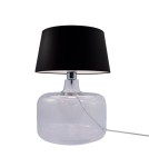 Lampy stołowe z abażurem - Zuma Line stołowa BATUMI transparentna podstawa abażur czarny 1xE27 5528BK - produkt 1