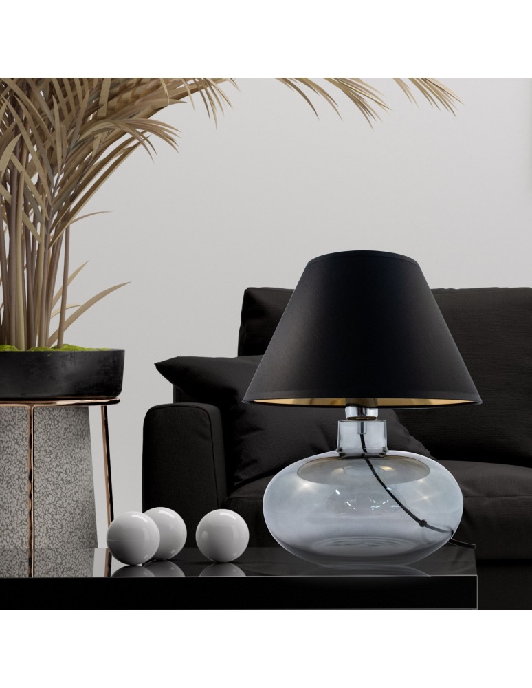 Lampy stołowe z abażurem - Zuma Line stołowa MERSIN Grafit 1xE27 5517BKGO - produkt kolory-swiatla.pl 3