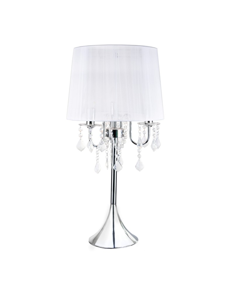 Lampy stołowe z abażurem - Light Prestige Mona biurkowa srebrna 3xE14 biały, srebrny LP-5005/1T srebrna - produkt kolory-swiatla.pl 1