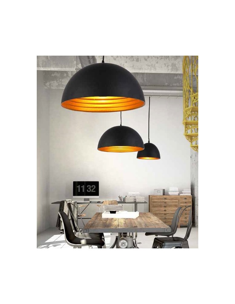 Lampy wiszące - Azzardo MODENA 50 BLACK/GOLD 1xE27 Wisząca Czarny/Złoty AZ1395 - product kolory-swiatla.pl 2