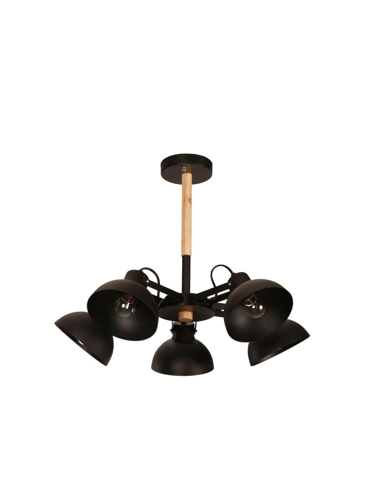 Lampy wiszące - Light Prestige Terme 5 wisząca E27 czarny, drewno LP-4404/5P - produkt kolory-swiatla.pl 1