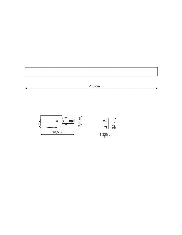 Light Prestige Szynoprzewód 1F 2m czarny czarny LP-571/2M-S-BK
