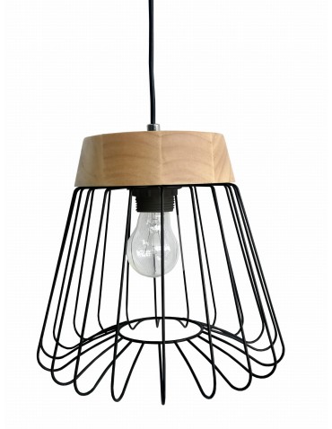 Light Prestige Nido wisząca czarna E27 czarny/drewno LP-128/1P BK