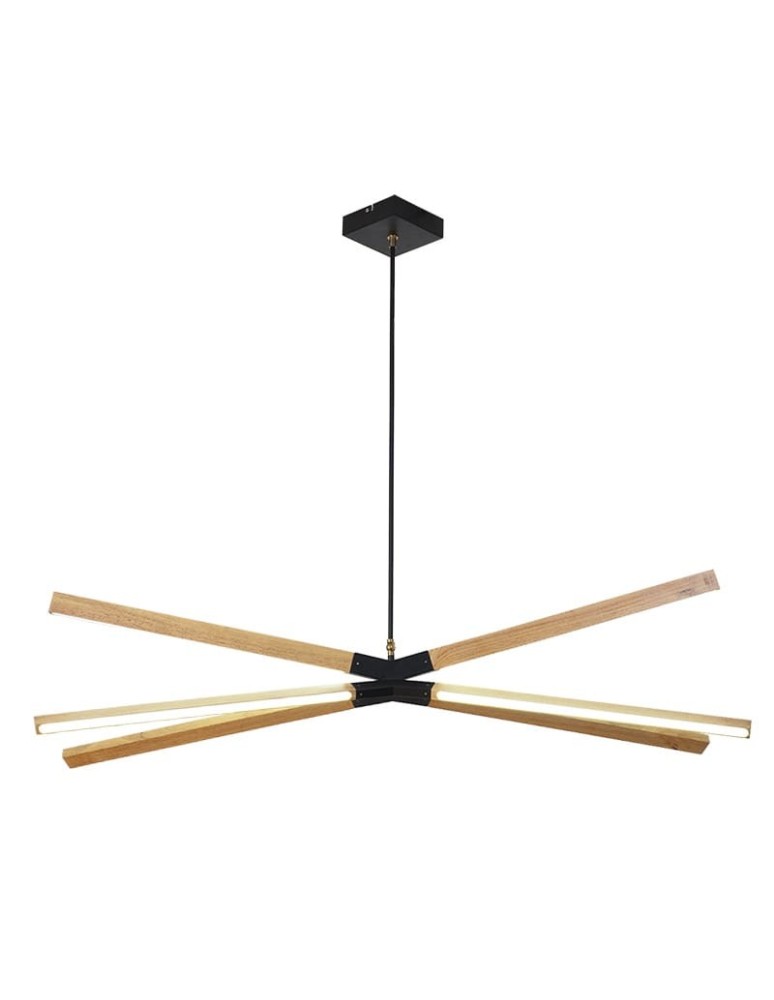 Lampy wiszące LED - Light Prestige Lugano 6 wiszaca - 97 cm LED czarny/drewno LP-2828/6P - 97 - produkt kolory-swiatla.pl 1