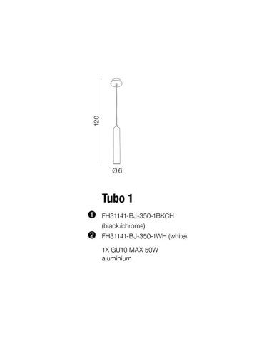 Azzardo TUBO 1 WHITE 1xGU10 Wisząca Biały AZ1237 - produkt 2