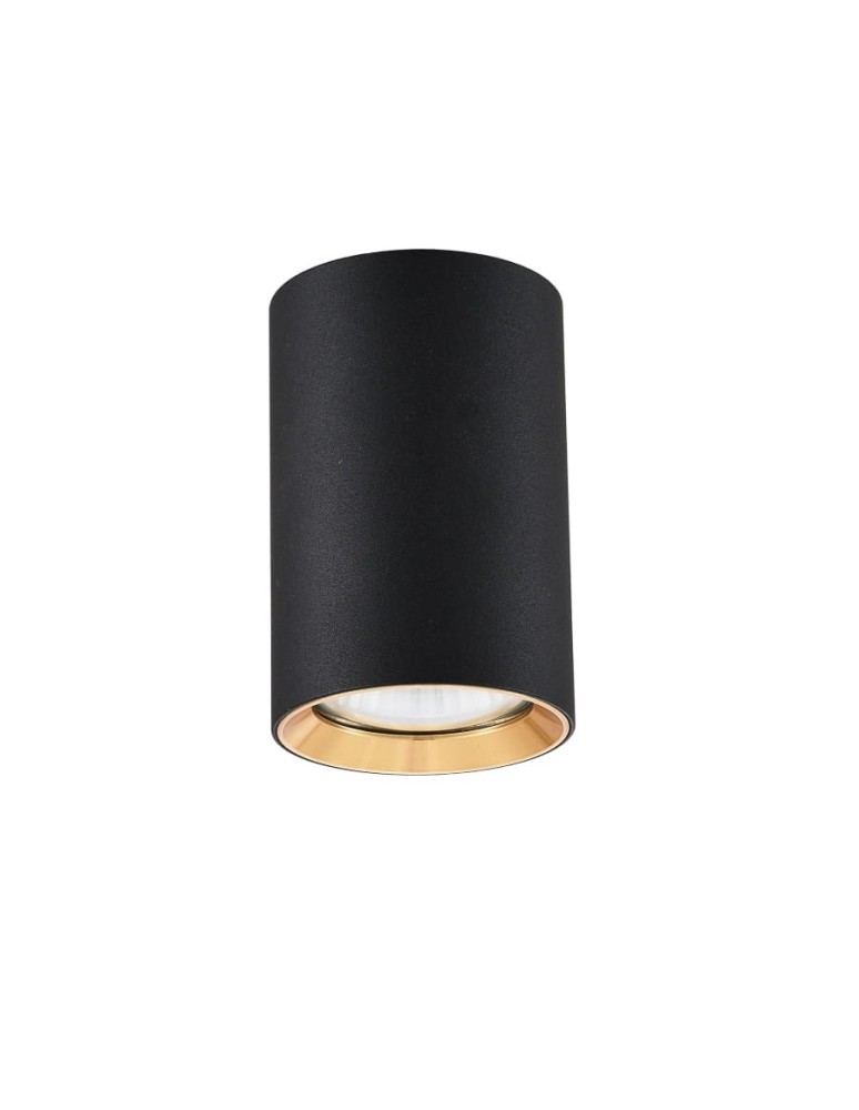 Oprawy sufitowe na wymienne źródło światła - Light Prestige Manacor oczko czarne ze złotym ringiem 9 cm GU10 czarny LP-232/1D - 90 BK/GD - produkt kolory-swiatla.pl 1
