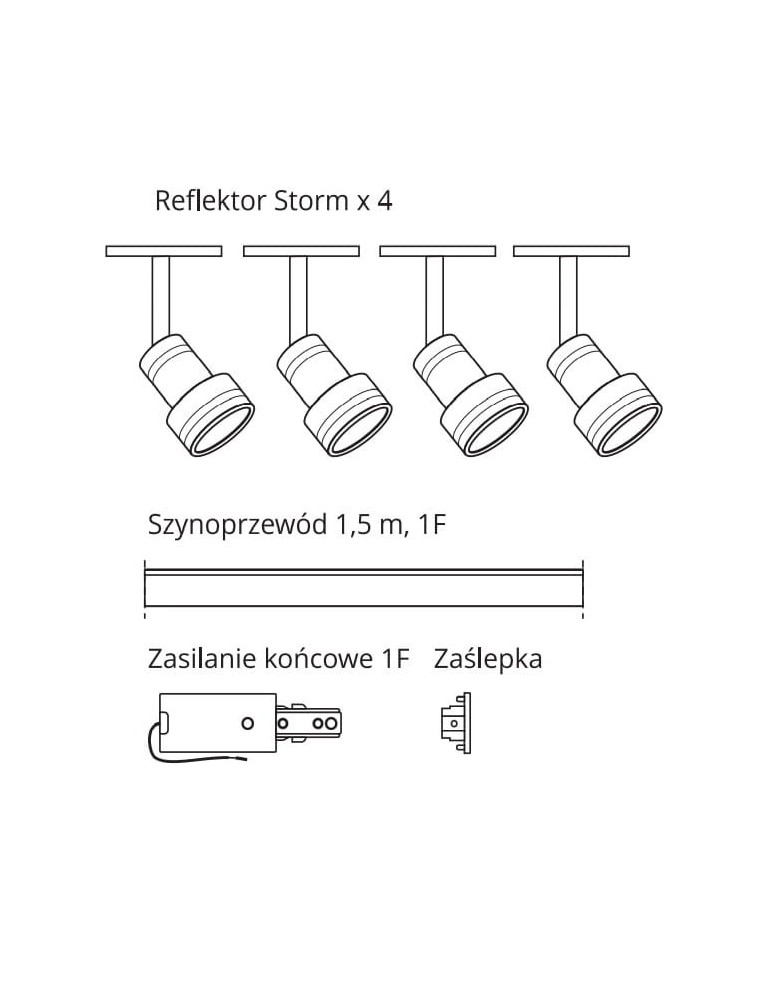 Gotowe zestawy szynoprzewodów - Light Prestige Storm SET czarny GU10 czarny LP-733 SET BK - product kolory-swiatla.pl 2
