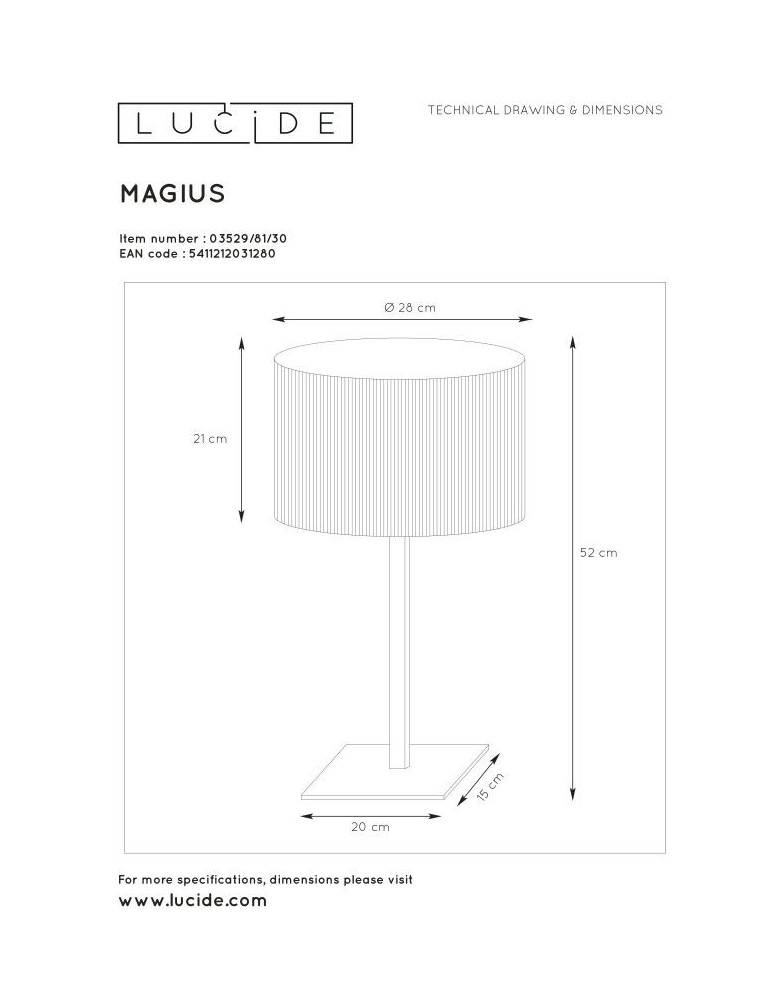 Lucide MAGIUS Stołowa Jasne Drewno 1xE27 Styl Skandynawski 03529/81/30